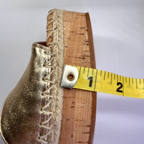 Kate Spade Cosette Cork Wedge Sandal Size 9.5B Gold Nappa Leather Slip-On - Picture 14 of 16